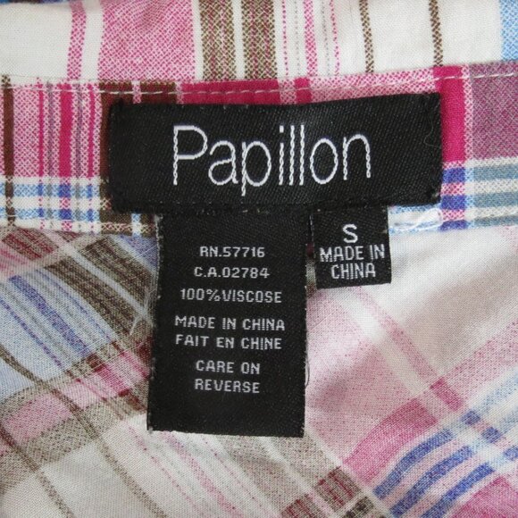 Papillon Sleeveless Button Down High Low Plaid Tunic - Picture 6 of 6